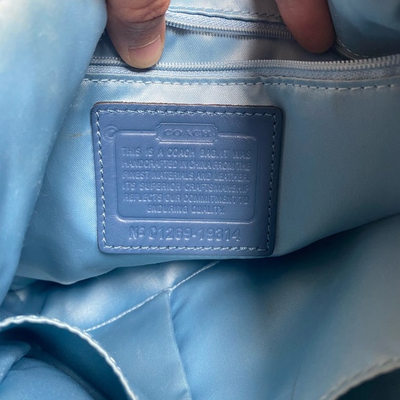 Genuine Coach Kristin Woven Leather Blue Hobo Crossbody Shoulder Bag w/Dust Bag - Picture 12 of 16